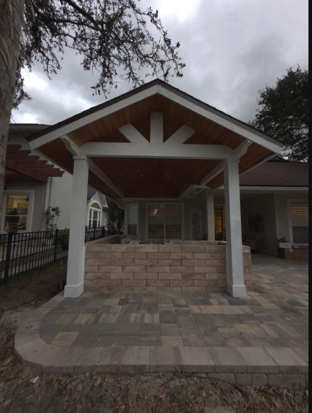 Attached gable pavilion