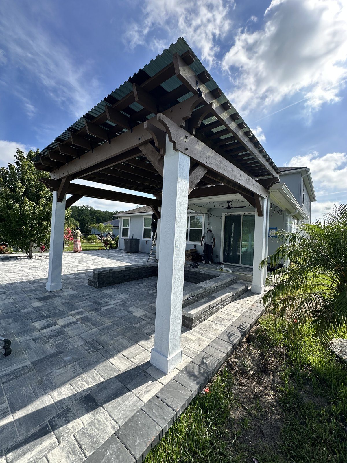Gable Patio Cover · String Lights & Fan
