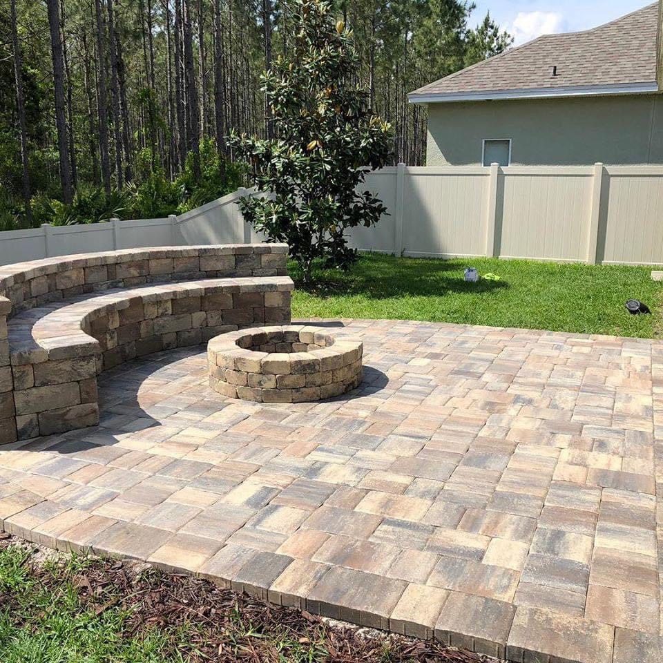 Paver Patio · Bench & Fire Pit Forest View